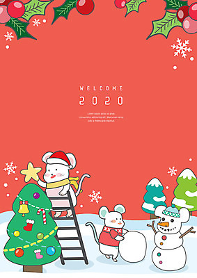 나무 크리스마스 두마리 겨울 일러스트 눈사람 새해 프레임 사람없음 빨간색 크리스마스트리 달력 십이지신 눈 쥐띠 쥐 12월 쥐캐릭터 포인세티아 프레임일러스트 흰쥐 2020년 경자년 국내일러스트 AI파일 자연요소 식물 계절 기념일 꽃 컬러 동물캐릭터 2 날씨 날짜 설치류 연도 파일형식 벡터