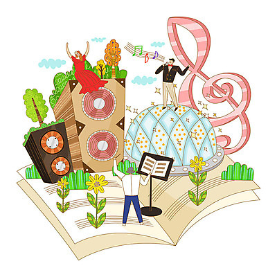 나무 여자 남자 꽃 문화 음표 일러스트 상상 조명 사람 취미 세명 스피커 콘서트 음악가 보면대 높은음자리표 악보 즐거움 지휘자 음악회 문화생활 국내일러스트 AI파일 식물 직업 라이프스타일 기호 감정 음악 음향기기 공연 파일형식 벡터