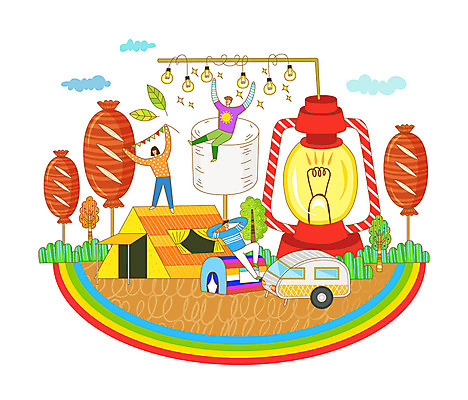 구름 여자 남자 문화 무지개 일러스트 전구 상상 조명 텐트 사람 취미 세명 반짝임 캠핑 램프 소시지 즐거움 캠핑카 마시멜로우 문화생활 국내일러스트 AI파일 자연요소 라이프스타일 감정 모션 자동차 레저 디저트 캠핑도구 가공식품 파일형식 벡터