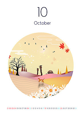 PSD 나무 일러스트 새해 프레임 초가집 초원 사람없음 숫자 달력 가을 장승 원형프레임 10월 들국화 프레임일러스트 2020년 경자년 국내일러스트 식물 문자 계절 꽃 한옥 원형 날짜 연도 파일형식