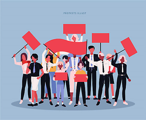 여자 남자 일러스트 사각프레임 함께함 들기 여러명 성인 평화 팻말 비즈니스맨 비즈니스우먼 사회이슈 시위 투쟁 얼굴없음 국내일러스트 AI파일 다수 컨셉 비즈니스 모션 프레임 사람 사각형 직장인 파일형식 벡터