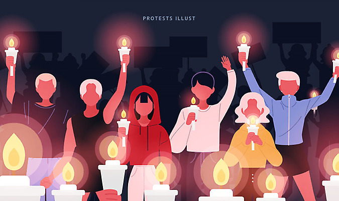 여자 남자 일러스트 촛불 함께함 들기 여러명 성인 평화 팻말 사회이슈 시위 촛불시위 투쟁 얼굴없음 국내일러스트 AI파일 다수 컨셉 초 모션 프레임 사람 파일형식 벡터
