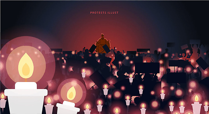 여자 남자 실루엣 일러스트 촛불 사각프레임 함께함 들기 여러명 성인 평화 팻말 사회이슈 시위 광화문 촛불시위 투쟁 국내일러스트 AI파일 다수 컨셉 초 모션 프레임 한국 촬영기법 사람 사각형 랜드마크 파일형식 벡터