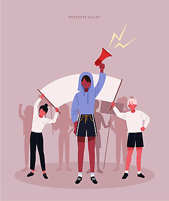 여자 남자 일러스트 사각프레임 함께함 들기 여러명 성인 평화 확성기 외침 팻말 사회이슈 시위 투쟁 얼굴없음 국내일러스트 AI파일 다수 컨셉 모션 프레임 사람 사각형 소리 파일형식 벡터