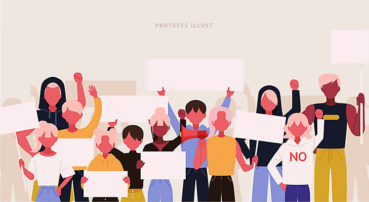 여자 남자 일러스트 사각프레임 함께함 들기 여러명 성인 평화 팻말 사회이슈 시위 투쟁 얼굴없음 국내일러스트 AI파일 다수 컨셉 모션 프레임 사람 사각형 파일형식 벡터