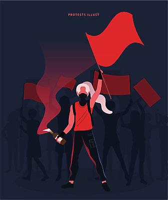 여자 남자 실루엣 일러스트 사각프레임 함께함 들기 여러명 성인 평화 팻말 깃발 사회이슈 시위 투쟁 얼굴없음 화염병 국내일러스트 AI파일 다수 컨셉 모션 프레임 촬영기법 사람 사각형 병_담는 파일형식 벡터