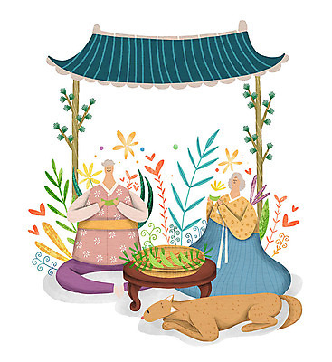 PSD 식물 여자 명절 할아버지 노년 남자 할머니 일러스트 가족 한옥 함께함 사람 바구니 추석 화목 가을 소나무 강아지 한복 송편 송편빚기 교자상 노인만 국내일러스트 나무 한국전통 전통 계절 기념일 컨셉 고건축 관계 탁자 떡 성인 반려동물 개 전통의상 요리중 성인만 파일형식