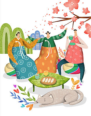 PSD 식물 여자 명절 남자 일러스트 가족 티타임 함께함 꽃나무 사람 세명 과자 추석 고양이 화목 가을 하트 한복 국내일러스트 모양 나무 한국전통 전통 계절 기념일 꽃 컨셉 포유류 관계 휴식 디저트 반려동물 전통의상 파일형식