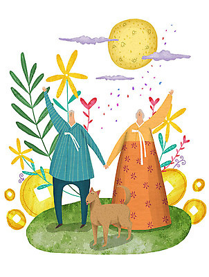 PSD 식물 구름 여자 명절 할아버지 노년 남자 할머니 일러스트 가족 함께함 사람 두명 추석 화목 보름달 가을 강아지 한복 엽전 달맞이 하트꽃 노인만 국내일러스트 자연요소 한국전통 전통 계절 기념일 꽃 컨셉 관계 성인 반려동물 동전 달 개 전통의상 성인만 파일형식