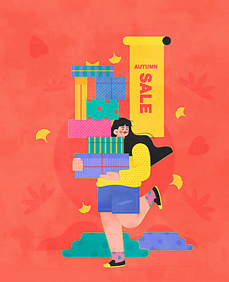 여자 낙엽 일러스트 한명 이벤트 성인 빨간색 선물상자 쇼핑 세일 가을 은행잎 성인여자한명만 프로모션 국내일러스트 AI파일 1 계절 컬러 잎 선물 사람 상자 여자한명만 성인여자만 파일형식 벡터