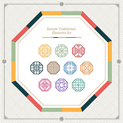 아이콘 한국전통 프레임 사람없음 세트 컬러풀 전통무늬 전통문양 오색 팔각형 2D아이콘 AI파일 도형 전통 문양 컬러 무늬 한국 파일형식 벡터