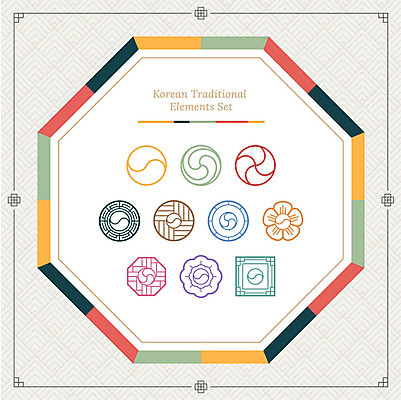 아이콘 한국전통 프레임 사람없음 세트 컬러풀 전통무늬 전통문양 태극 오색 팔각형 2D아이콘 AI파일 도형 전통 문양 컬러 무늬 한국 파일형식 벡터