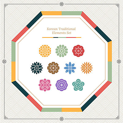 아이콘 한국전통 꽃무늬 프레임 사람없음 세트 컬러풀 전통무늬 전통문양 오색 팔각형 2D아이콘 AI파일 도형 전통 문양 꽃 컬러 무늬 한국 파일형식 벡터