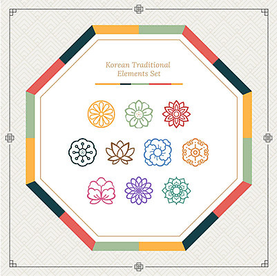 아이콘 한국전통 꽃무늬 프레임 사람없음 세트 컬러풀 전통무늬 전통문양 오색 팔각형 2D아이콘 AI파일 도형 전통 문양 꽃 컬러 무늬 한국 파일형식 벡터