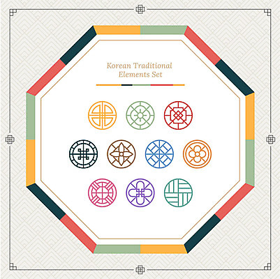 아이콘 한국전통 프레임 사람없음 세트 컬러풀 전통무늬 전통문양 원형 기하학 오색 팔각형 2D아이콘 AI파일 도형 전통 문양 컬러 무늬 한국 파일형식 벡터