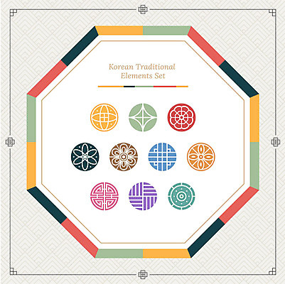 아이콘 한국전통 프레임 사람없음 세트 컬러풀 전통무늬 전통문양 원형 기하학 오색 팔각형 2D아이콘 AI파일 도형 전통 문양 컬러 무늬 한국 파일형식 벡터