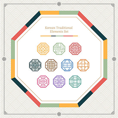 아이콘 한국전통 프레임 사람없음 세트 컬러풀 전통무늬 전통문양 오색 팔각형 2D아이콘 AI파일 도형 전통 문양 컬러 무늬 한국 파일형식 벡터
