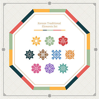 아이콘 한국전통 꽃 꽃무늬 프레임 사람없음 세트 컬러풀 전통무늬 전통문양 오색 팔각형 2D아이콘 AI파일 도형 식물 전통 문양 컬러 무늬 한국 파일형식 벡터