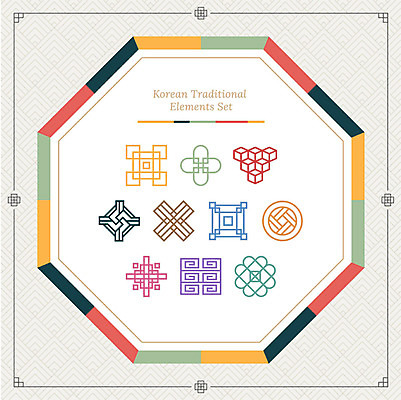 아이콘 한국전통 프레임 사람없음 세트 컬러풀 전통무늬 전통문양 기하학 오색 팔각형 2D아이콘 AI파일 도형 전통 문양 컬러 무늬 한국 파일형식 벡터