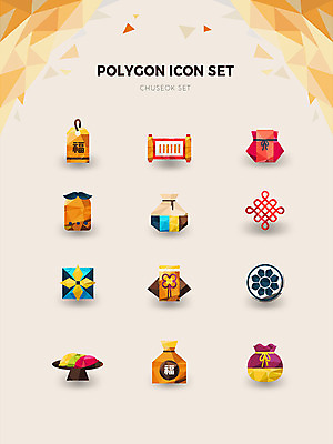 아이콘 한국전통 복주머니 사람없음 세트 전통문양 추석 가을 보자기 복 송편 족자 폴리곤 2D아이콘 AI파일 전통 문양 계절 명절 떡 전통소품 한국 한자 파일형식 벡터 천_직물