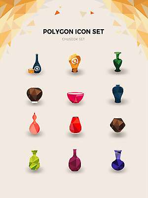 아이콘 한국전통 술잔 사람없음 세트 추석 가을 도자기 폴리곤 2D아이콘 AI파일 전통 계절 명절 잔 한국 파일형식 벡터