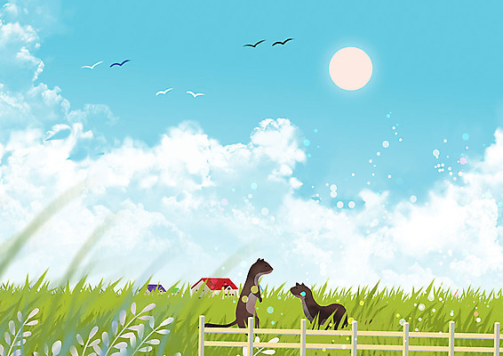 PSD 식물 동물 구름 백그라운드 두마리 일러스트 포유류 자연 조류 하늘 주택 따뜻함 풍경 초원 사람없음 울타리 태양 맑음 봄 페럿 족제비 봄배경 국내일러스트 자연요소 계절 2 날씨 건물 담장 생태계 파일형식