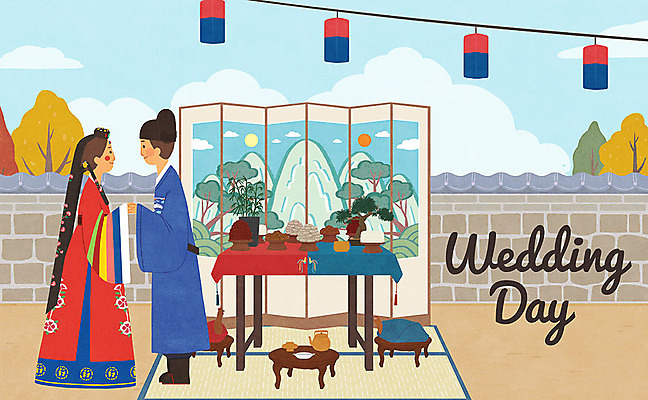 PSD 여자 남자 행복 신부 신랑 결혼 일러스트 신혼부부 사랑 사람 성인 두명 가을풍경 기쁨 가을 한복 전통혼례 청사초롱 청첩장 병풍 혼례복 사모관대 혼례음식 활옷 성인만 웨딩촬영 일월오봉도 국내일러스트 한국전통 부부 계절 감정 카드_감사 풍경 이벤트 전통음식 전통의상 전통의례 그림 신혼 초롱 기념사진 파일형식 가을_계절