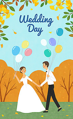 PSD 나무 식물 여자 남자 행복 신부 웨딩드레스 신랑 결혼 일러스트 신혼부부 나뭇잎 사랑 사람 정장 턱시도 성인 두명 가을풍경 기쁨 가을 청첩장 은행잎 풍선 성인만 웨딩촬영 국내일러스트 부부 드레스 옷 계절 감정 잎 카드_감사 풍경 이벤트 신혼 기념사진 파일형식 가을_계절