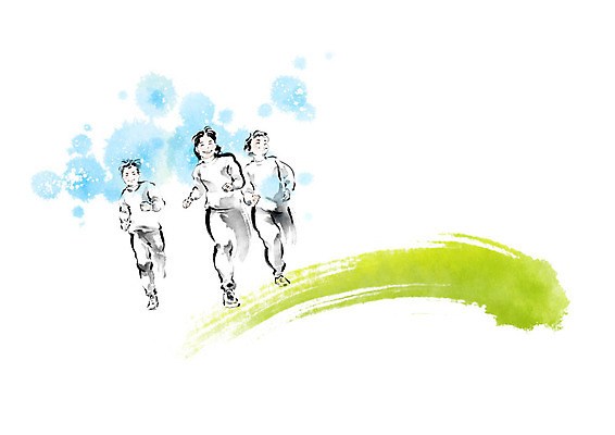 PSD 여자 교육 남자 어린이 일러스트 캘리그라피 붓터치 사람 소녀 소년 세명 달리기 가을 흰색 즐거움 번짐 체육복 체육대회 에듀 에듀케이션 어린이만 스쿨팩 국내일러스트 계절 감정 컬러 모션 운동복 체육 대회 파일형식 효과