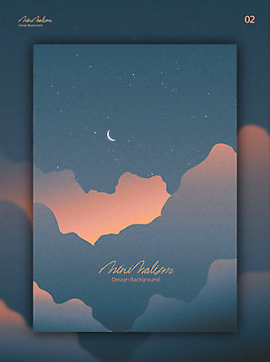 구름 디자인 별 백그라운드 일러스트 하늘 풍경 사람없음 그래픽 뷰티 황혼 달 고독 저녁 초승달 남색 미니멀 국내일러스트 AI파일 자연요소 감정 컬러 일몰 야간 파일형식 벡터