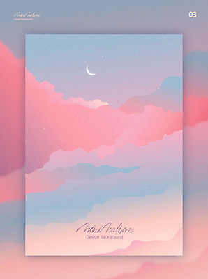 구름 디자인 백그라운드 일러스트 하늘 따뜻함 풍경 사람없음 그래픽 컬러풀 뷰티 달 고독 초승달 미니멀 국내일러스트 AI파일 자연요소 감정 컬러 파일형식 벡터