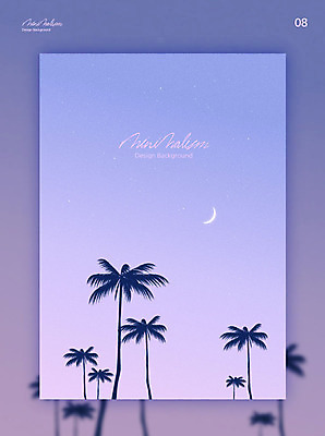 디자인 별 백그라운드 일러스트 하늘 풍경 사람없음 그래픽 야자수 뷰티 노을 달 저녁 시원함 연보라색 미니멀 국내일러스트 AI파일 자연요소 나무 보라색 야간 파일형식 벡터
