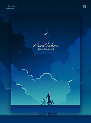 구름 디자인 별 백그라운드 일러스트 하늘 한명 사람 풍경 그래픽 파란색 뷰티 자전거 달 고독 저녁 초승달 미니멀 국내일러스트 AI파일 자연요소 1 감정 컬러 바이크 야간 파일형식 벡터