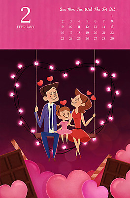 PSD 여자 남자 딸 어린이 겨울 일러스트 가족 엄마 조명 발렌타인데이 사랑 성인 세명 초콜릿 화목 달력 하트 가족라이프 아빠 즐거움 그네 2월 2020년 경자년 국내일러스트 모양 라이프스타일 계절 감정 컨셉 관계 데이이벤트 디저트 사람 날짜 연도 파일형식