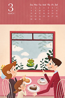 PSD 한마리 여자 남자 딸 어린이 일러스트 창문 가족 엄마 성인 세명 케이크 화목 봄 달력 가족라이프 아빠 3월 즐거움 청개구리 경칩 2020년 경자년 국내일러스트 1 라이프스타일 계절 감정 컨셉 관계 디저트 개구리 사람 날짜 연도 절기 파일형식