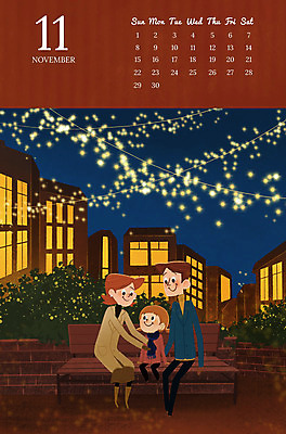 PSD 여자 남자 딸 어린이 가로등 벤치 일러스트 가족 엄마 조명 거리 성인 세명 화목 달력 가을 가족라이프 아빠 11월 즐거움 2020년 경자년 국내일러스트 라이프스타일 계절 공공시설 감정 컨셉 의자 관계 사람 날짜 연도 파일형식