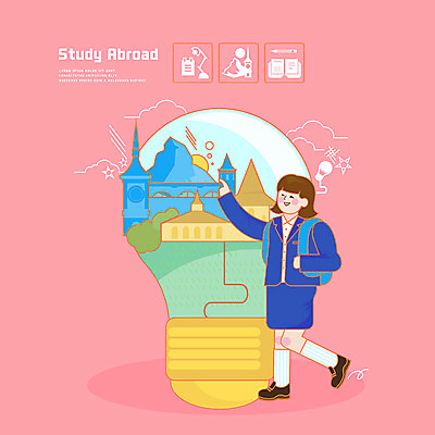 PSD 구름 학생 해외 여학생 여자 교육 분홍색 일러스트 전구 배낭 청소년 독일 한명 사람 십대라이프스타일 열정 유학 어학연수 랜드마크 에듀 마테호른 스쿨팩 국내일러스트 자연요소 1 라이프스타일 감정 유럽 컬러 가방 산 스위스 에듀케이션 파일형식