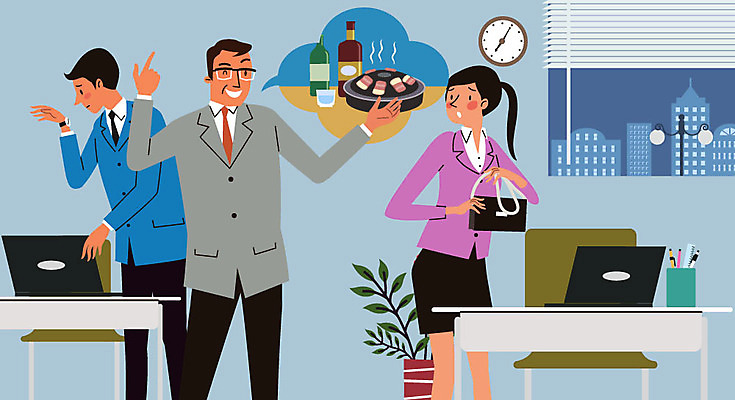 여자 남자 말풍선 가로등 일러스트 회사 주류 직장 사람 성인 세명 비즈니스라이프 노트북 짜증 비즈니스맨 비즈니스우먼 상사 사회이슈 책상 직원 퇴근 삼겹살 불쾌함 간부 강요 부하직원 압력 차별 회식 힘듦 성인만 직장내괴롭힘 불편함 국내일러스트 AI파일 라이프스타일 공공시설 감정 음료 가구 컨셉 비즈니스 돼지고기 전자제품 식사 직장인 감각 출퇴근 파일형식 벡터