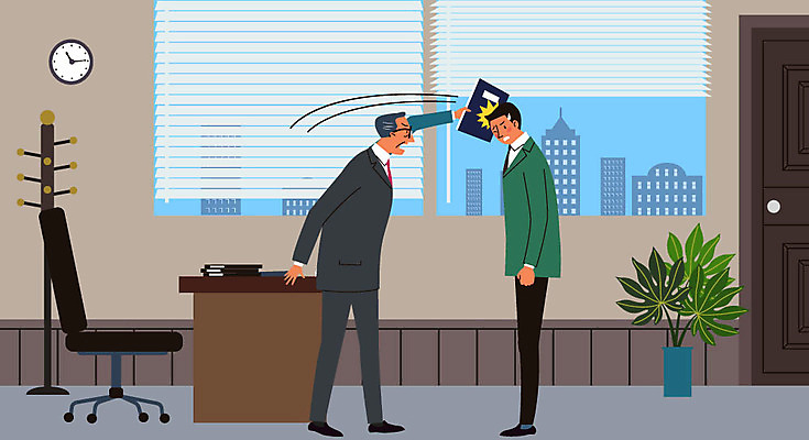 남자 맨라이프 일러스트 회사 직장 사람 성인 두명 비즈니스라이프 짜증 비즈니스맨 폭력 상사 사회이슈 직원 문서 불쾌함 간부 강요 부하직원 차별 힘듦 성인남자만 직장내괴롭힘 불편함 국내일러스트 AI파일 라이프스타일 감정 컨셉 비즈니스 직장인 감각 남자만 성인만 파일형식 벡터