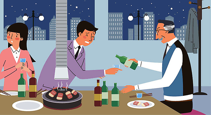 접시 여자 남자 별 가로등 일러스트 회사 젓가락 탁자 술병 주류 직장 육류 사람 성인 컵 세명 비즈니스라이프 짜증 비즈니스맨 비즈니스우먼 야간 상사 사회이슈 직원 퇴근 불쾌함 술자리 간부 강요 부하직원 회식 힘듦 성인만 직장내괴롭힘 불편함 고깃집 국내일러스트 AI파일 자연요소 라이프스타일 식기 공공시설 감정 음료 가구 컨셉 식재료 비즈니스 병_용기 수저 식당 식사 직장인 감각 출퇴근 파일형식 벡터