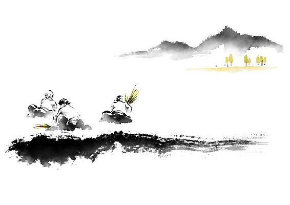 PSD 나무 전통 여자 밭 일러스트 캘리그라피 붓터치 산 흑백 사람 풍경 세명 농사 수확 시골 농부 한복 번짐 농작 힘듦 성인여자만 국내일러스트 식물 직업 한국전통 컨셉 농업 촬영기법 전통의상 여자만 성인만 파일형식 효과