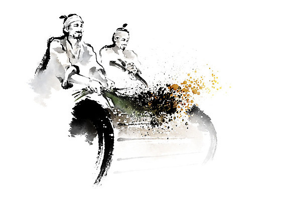 PSD 전통 남자 일러스트 캘리그라피 붓터치 곡류 흑백 사람 풍경 두명 농사 벼 쌀 시골 농부 한복 번짐 농작 탈곡기 힘듦 성인남자만 털기 국내일러스트 직업 한국전통 컨셉 농업 모션 촬영기법 전통의상 농기구 남자만 성인만 파일형식 효과