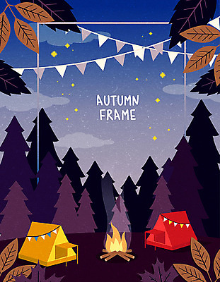 나무 단풍 낙엽 일러스트 나뭇잎 프레임 텐트 사람없음 가을풍경 보라색 캠핑 가을 숲속 모닥불 가랜드 프레임일러스트 활엽수 국내일러스트 AI파일 식물 계절 컬러 잎 불 레저 캠핑도구 풍경 숲 파티용품 파일형식 벡터 가을_계절