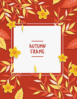 꽃 낙엽 일러스트 나뭇잎 사각프레임 프레임 사람없음 빨간색 가을 프레임일러스트 국내일러스트 AI파일 식물 계절 컬러 잎 사각형 파일형식 벡터