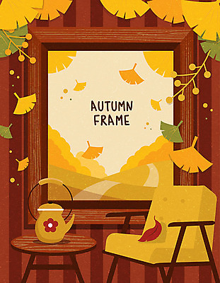 낙엽 의자 일러스트 창문 탁자 주전자 사각프레임 프레임 사람없음 갈색 노란색 방 가을 은행잎 원형탁자 프레임일러스트 국내일러스트 AI파일 계절 컬러 가구 잎 주방용품 사각형 파일형식 벡터