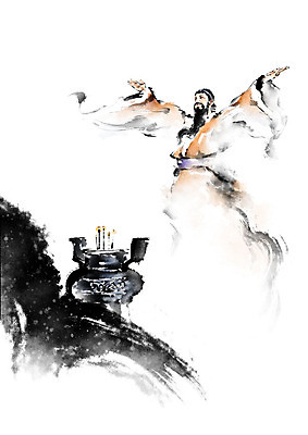 PSD 남자 일러스트 캘리그라피 붓터치 흑백 한명 사람 검은색 역사 한복 제사 번짐 향 개천절 단군 단군신화 제단 토속신앙 남자한명만 향로_분향 국내일러스트 1 한국전통 종교 컬러 촬영기법 공휴일 전통의상 국경일 전통의례 신화 남자만 파일형식 효과