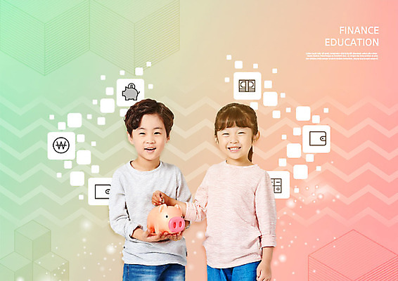 PSD 편집이미지 여자 어린이교육 교육 남자 어린이 돈 사람 소녀 소년 두명 금융 동전 저축 한국인 돼지저금통 즐거움 은행 경제교육 에듀 에듀케이션 어린이만 스쿨팩 금융의날 이미지편집 감정 동양인 경제 저금통 재산 파일형식 법정기념일
