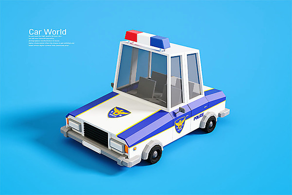 PSD 편집 편집이미지 사람없음 3D소스 3D 입체 디지털합성 오브젝트 파란배경 경찰차 로우폴리 편집소스 편집3D 백그라운드 자동차 파란색 파일형식