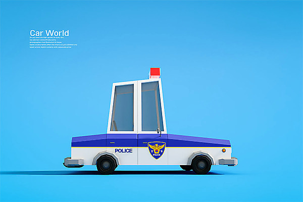 PSD 편집 편집이미지 사람없음 3D소스 3D 입체 디지털합성 오브젝트 파란배경 경찰차 로우폴리 편집소스 편집3D 백그라운드 자동차 파란색 파일형식