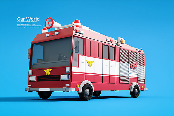 PSD 편집 편집이미지 사람없음 3D소스 3D 입체 디지털합성 오브젝트 파란배경 소방차 119 로우폴리 편집소스 편집3D 백그라운드 자동차 파란색 소방 전화번호 파일형식